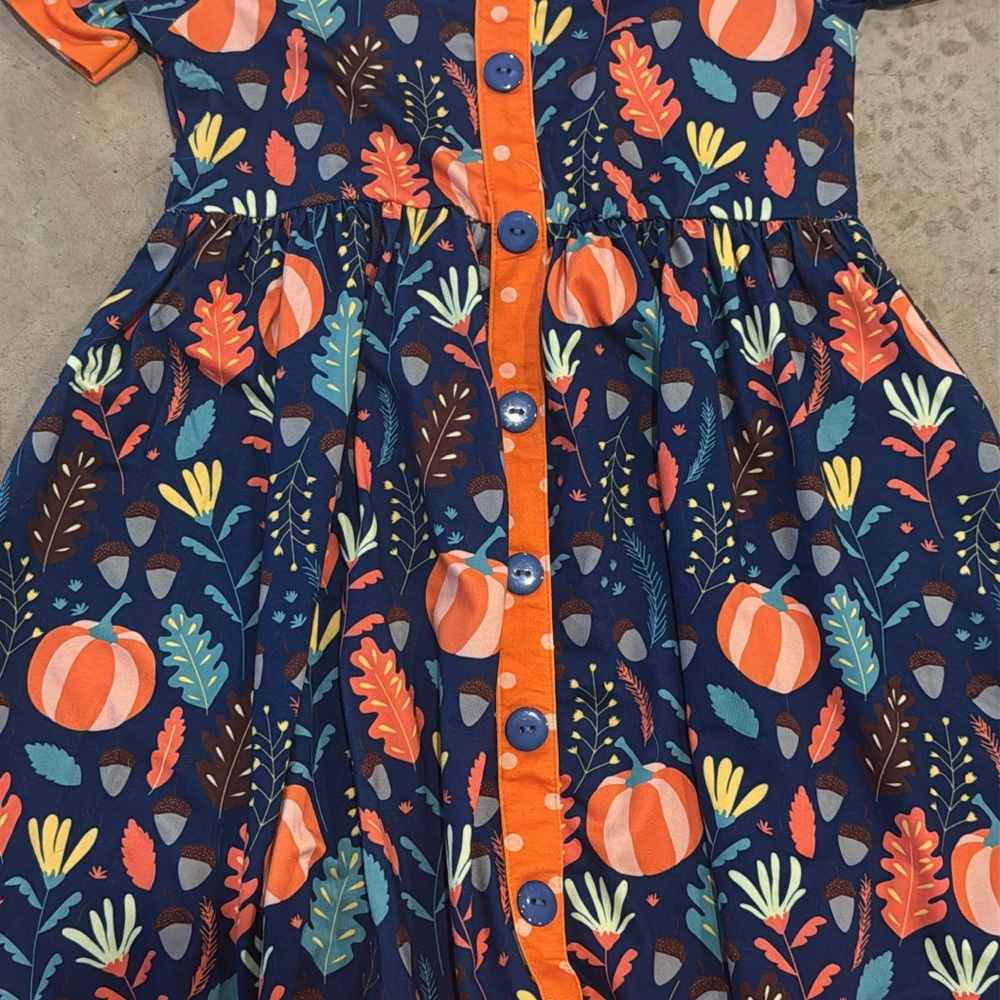 Colorful Autumn Patterned Kids Casual Dress